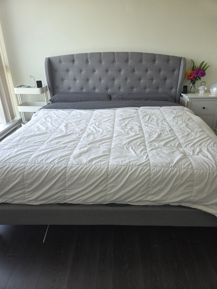 upholstered King-size Bedframe - Grey