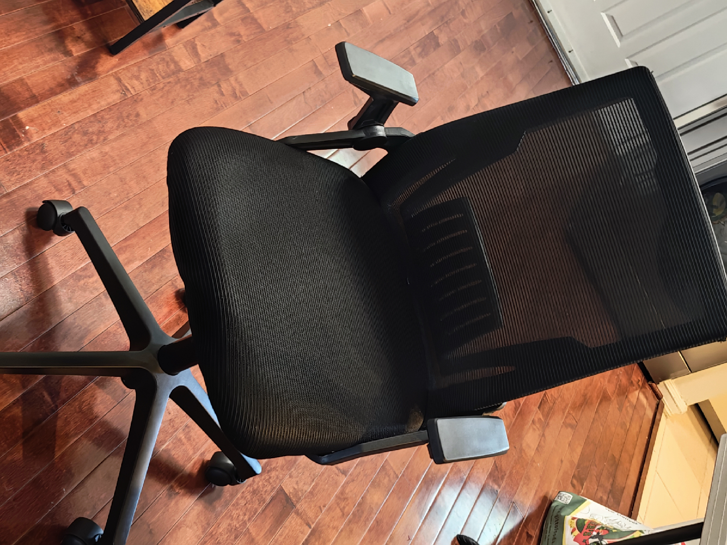 L-Shaped Brown Wood Desk with Black Chair - photo 3