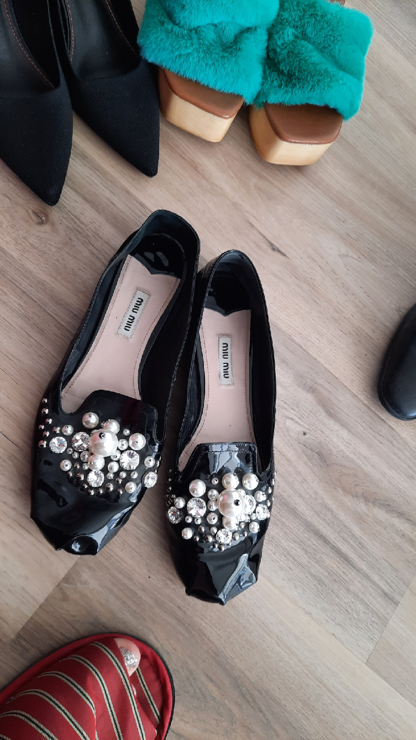 Miu Miu Black Embellished Flats sz 9