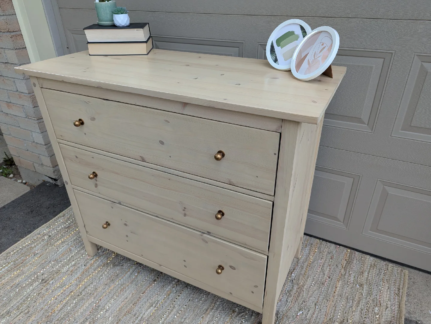 Newly refinished three drawer dresser image indicator(4)