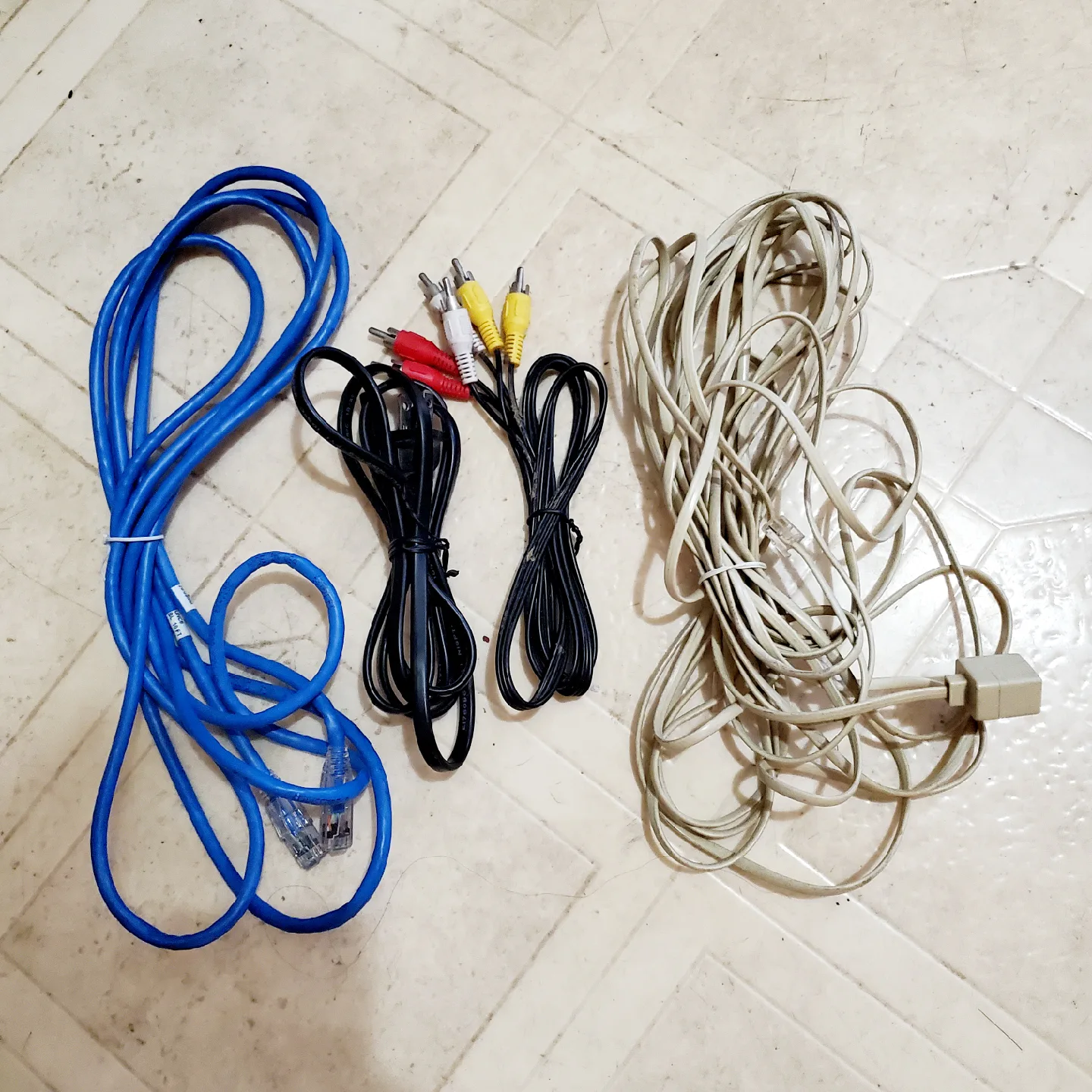 Assorted Cables: Ethernet, RCA, Phone 🥕 thumbnail