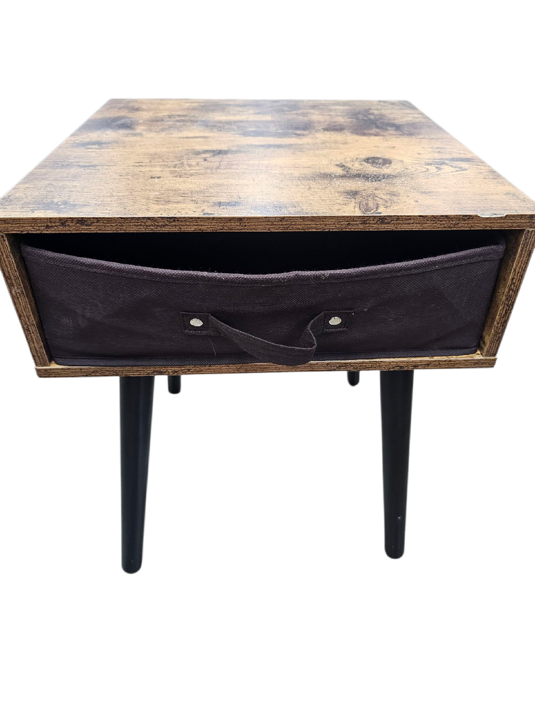 Brown Wood Grain Nightstand with Drawer