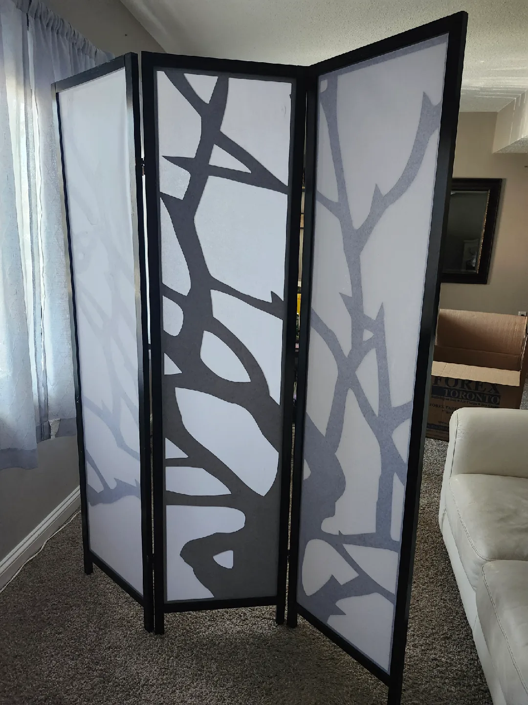 Folding Room Divider Screen - Black & White image indicator(2)