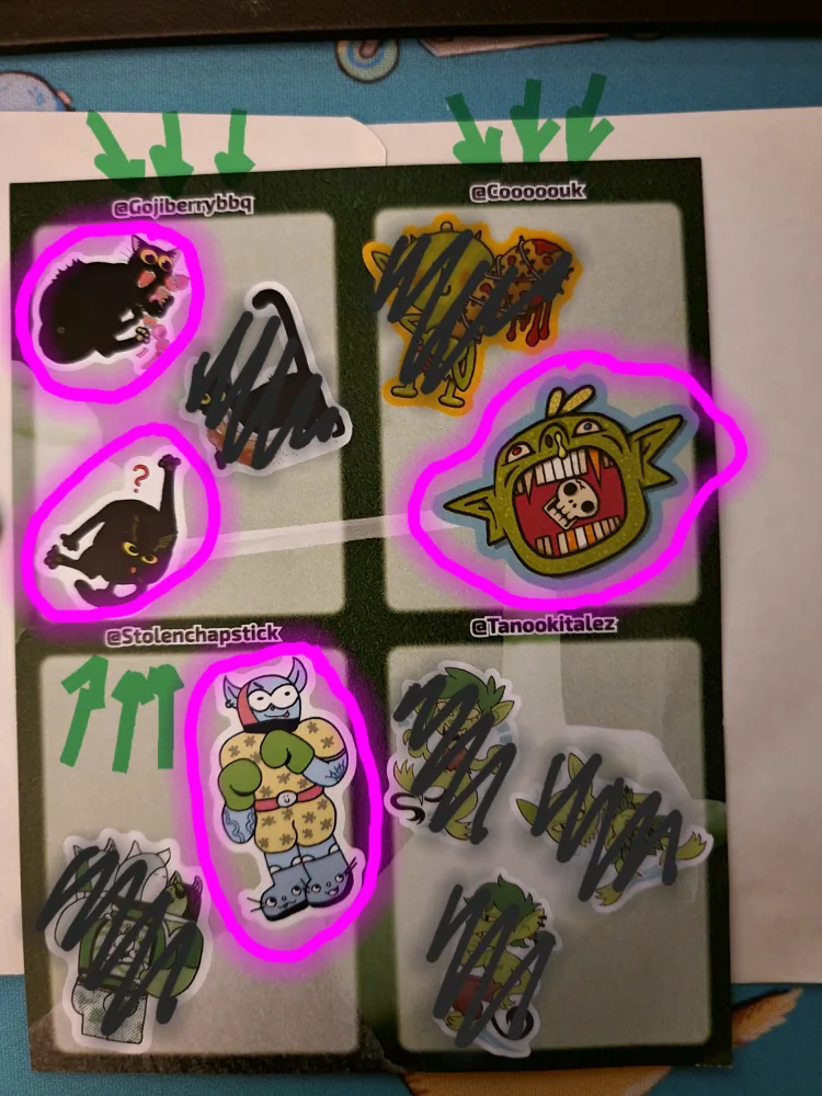 🥕 Assorted Stickers - 2 Cats, 1 BIG Goblin, 1 Wrestler thumbnail