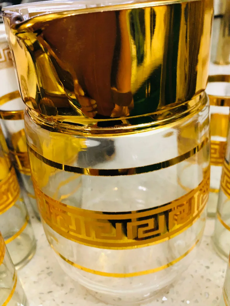 Gold Greek Key Pitcher & Glass Set image indicator(3)