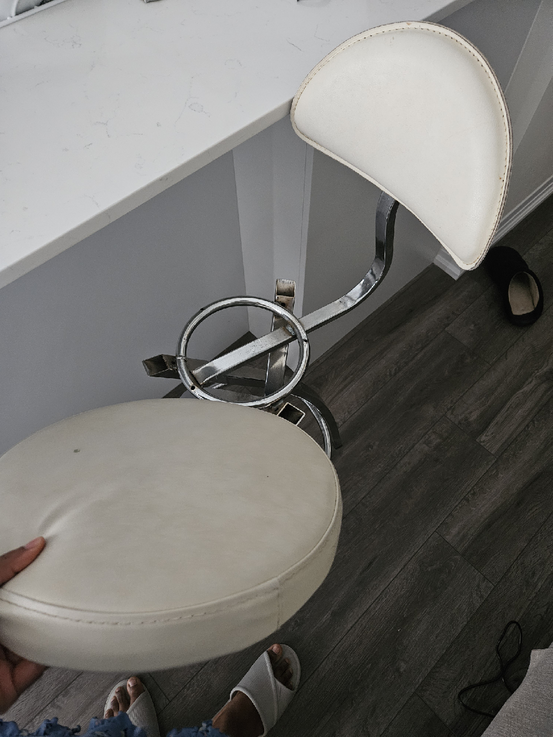 Set of 3 Bar Stools - Cream & Chrome 🥕 - photo 3