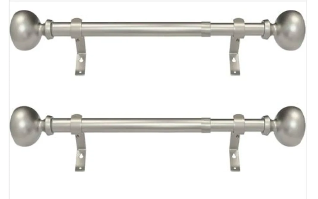 💚2 PIECE ADJUSTABLE CURTAIN ROD 1 INCH THICK NICKLE COLOUR thumbnail