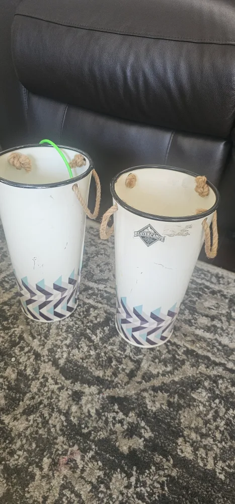 4 pc Beaver Canoe sturdy metal Bucket, pitcher and  2 vases set image indicator(2)