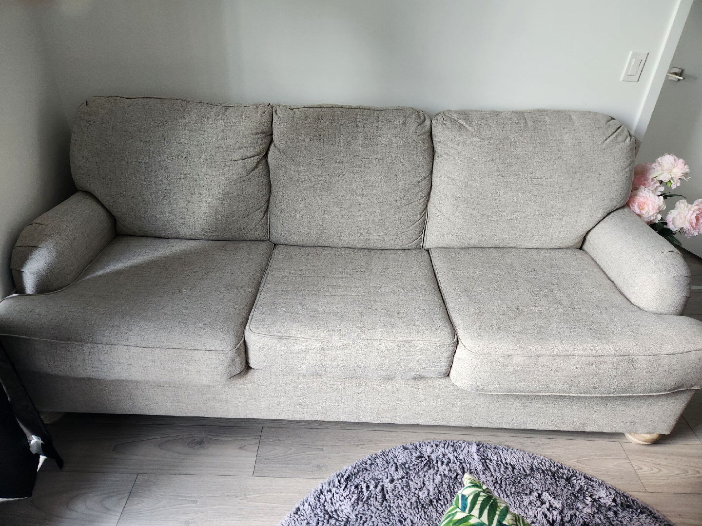 Beige Three-Seat Sofa - photo 3