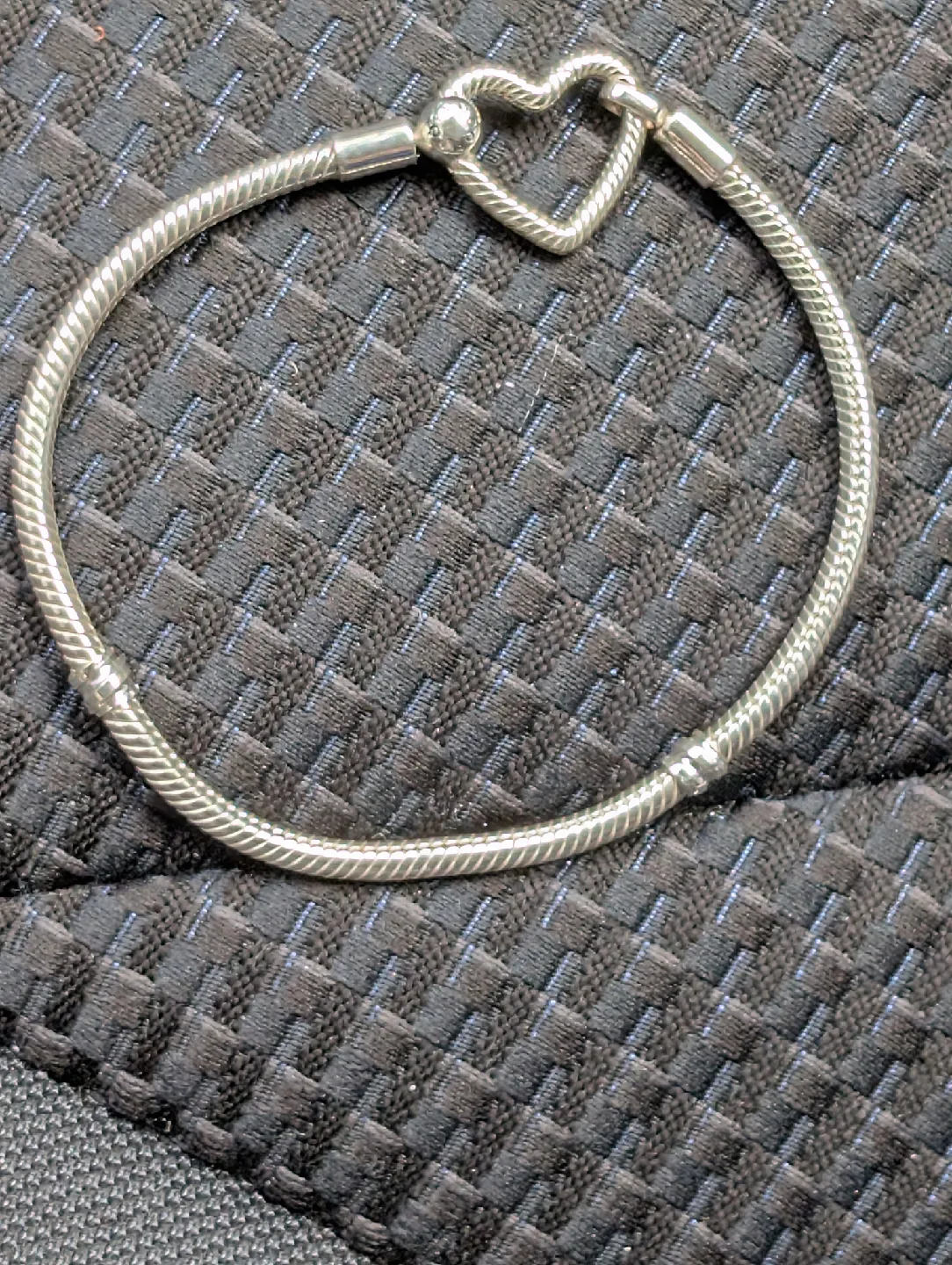 Pandora Silver Bracelet with moments heart closure snake chain thumbnail