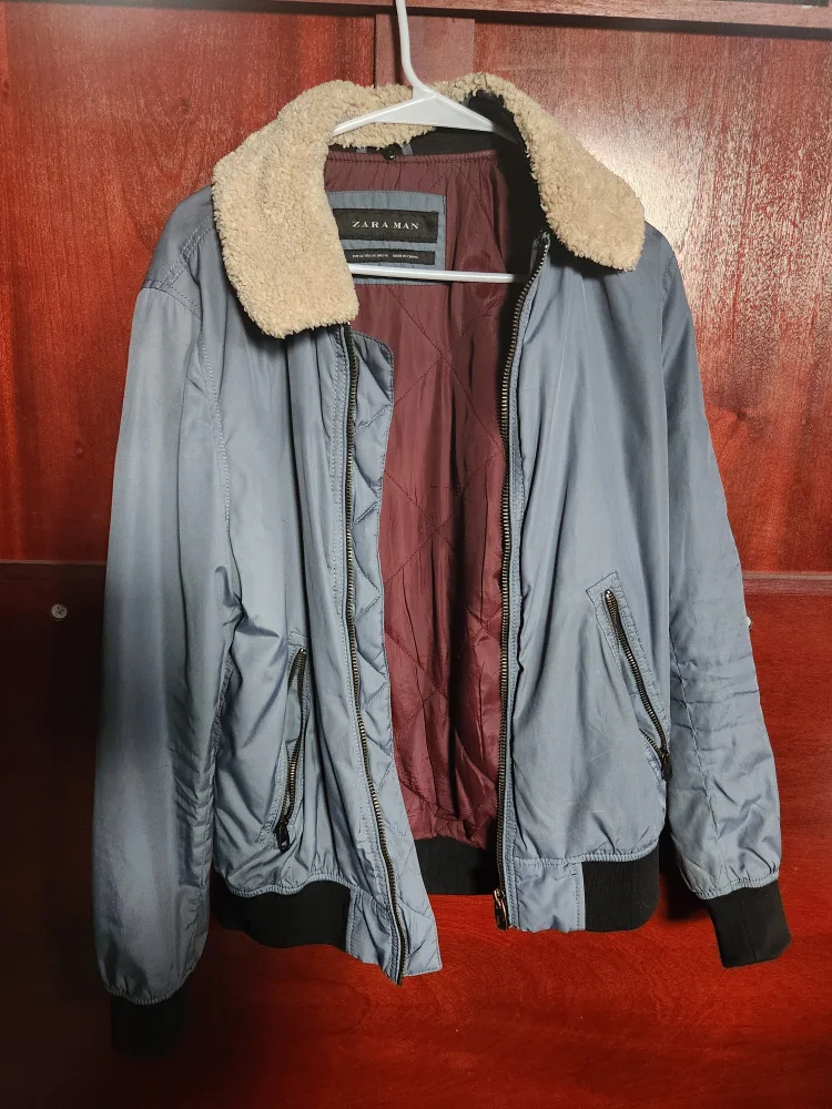 Zara Man Blue Bomber Jacket - Size M image indicator(3)