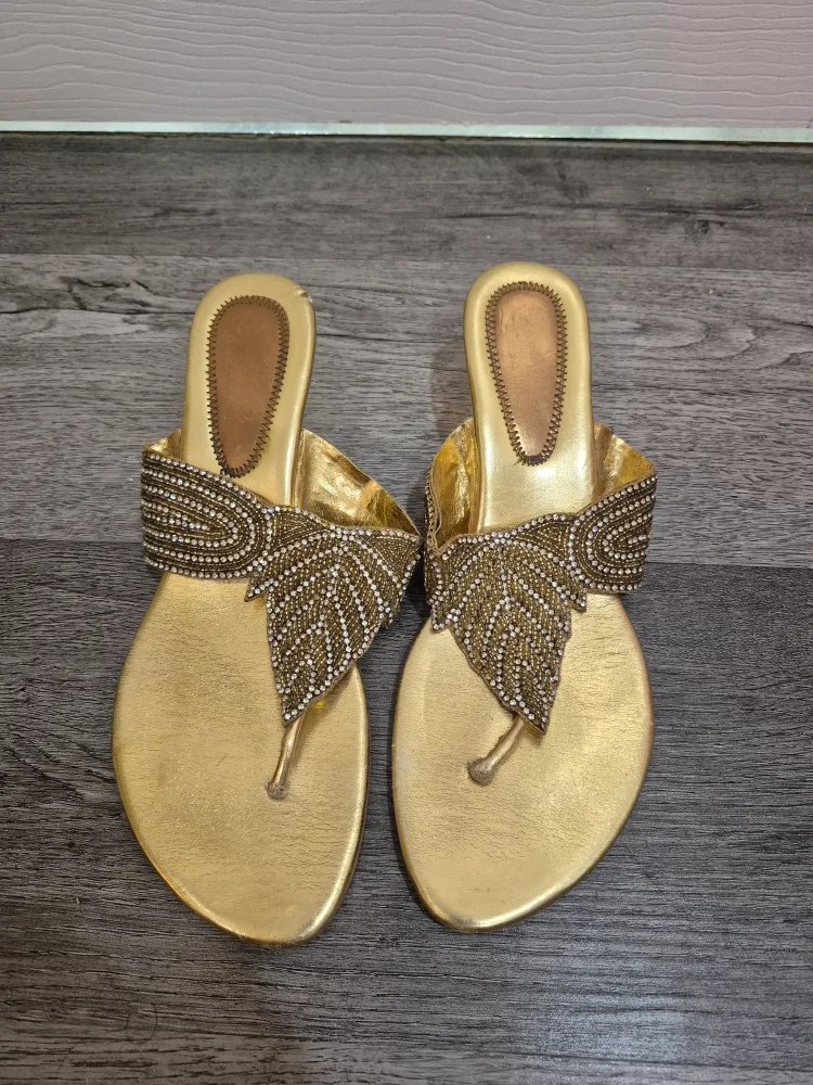 Gold Embellished Thong Sandals image indicator(2)