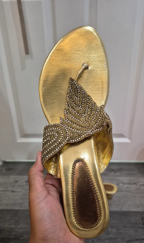 Gold Embellished Thong Sandals image indicator(3)
