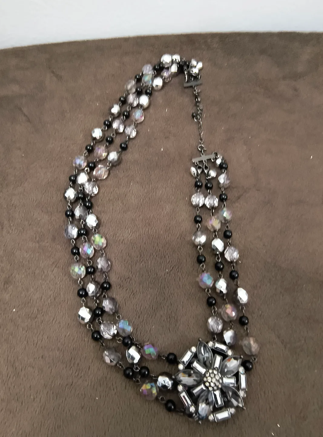 Beaded Multi-Strand Necklace with Flower Accent thumbnail