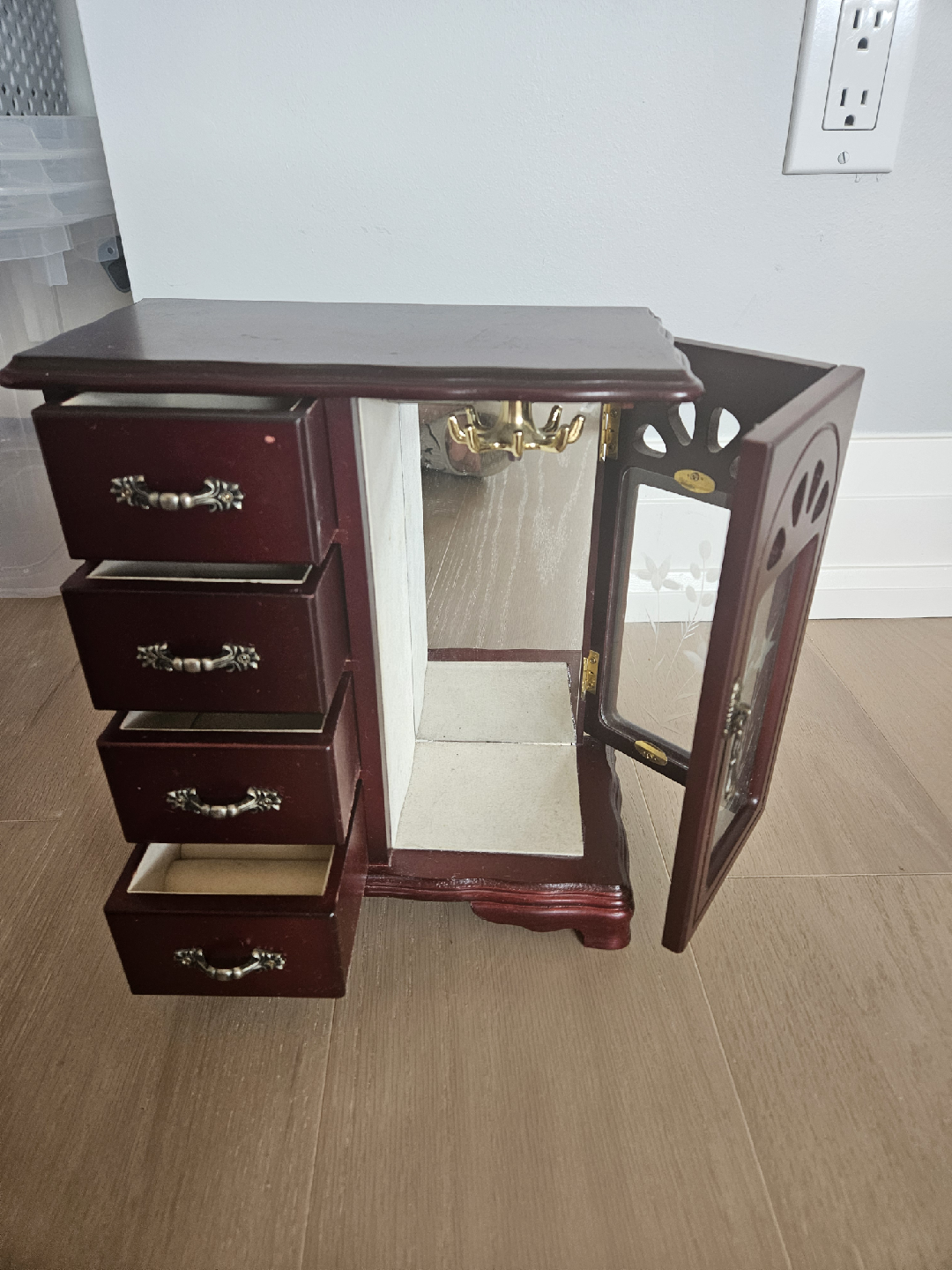 Burgundy Jewellery Box with Drawers - photo 2