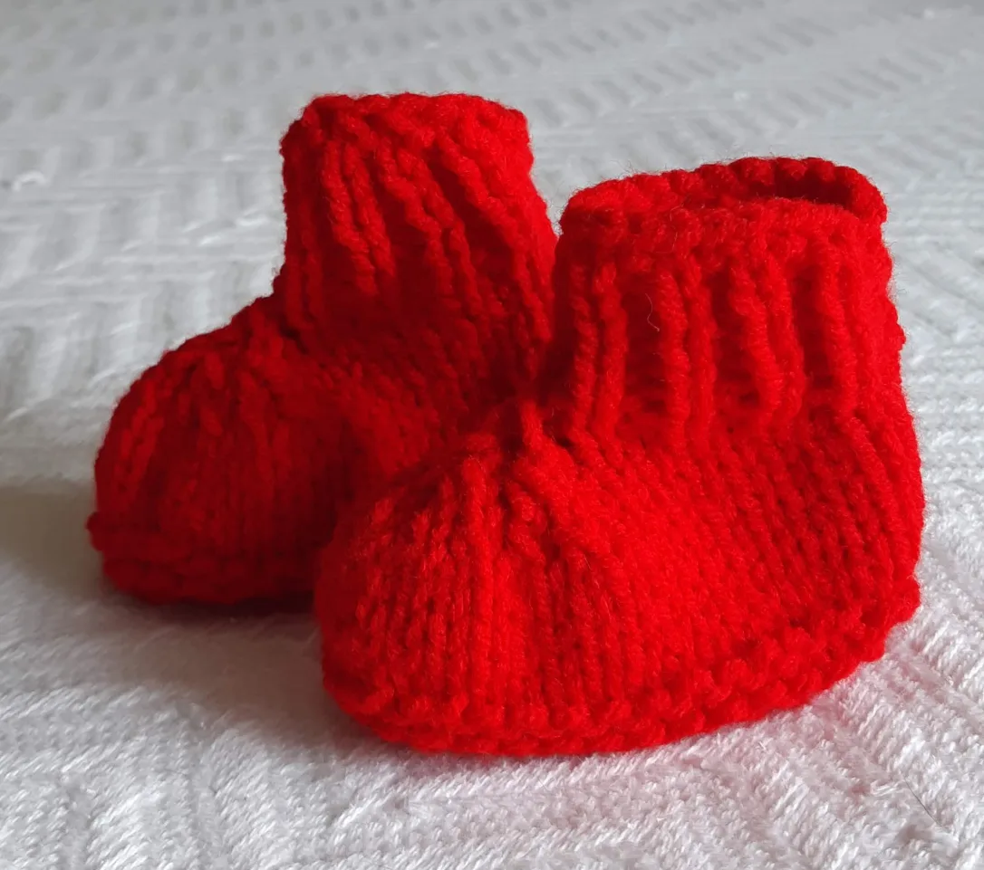 handmade RED baby booties thumbnail