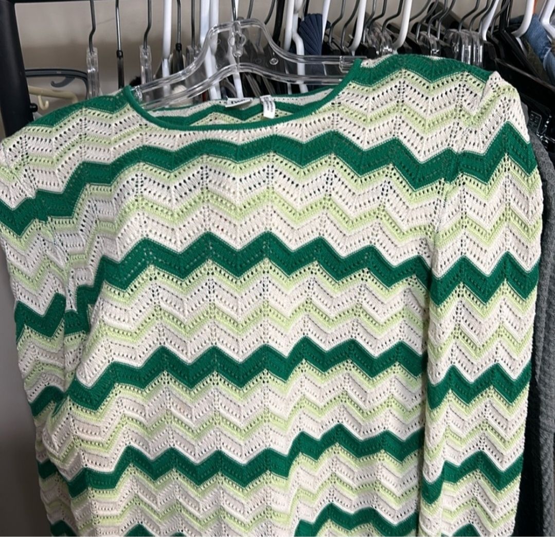 Twik by simons Green Chevron Knit Mini Dress - Size S - photo 3