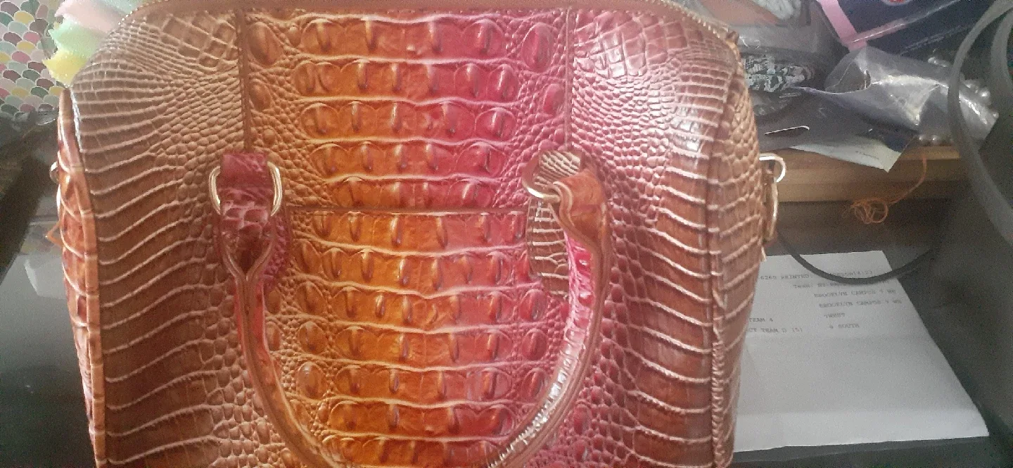 Brahmin Croc Embossed Leather Satchel thumbnail