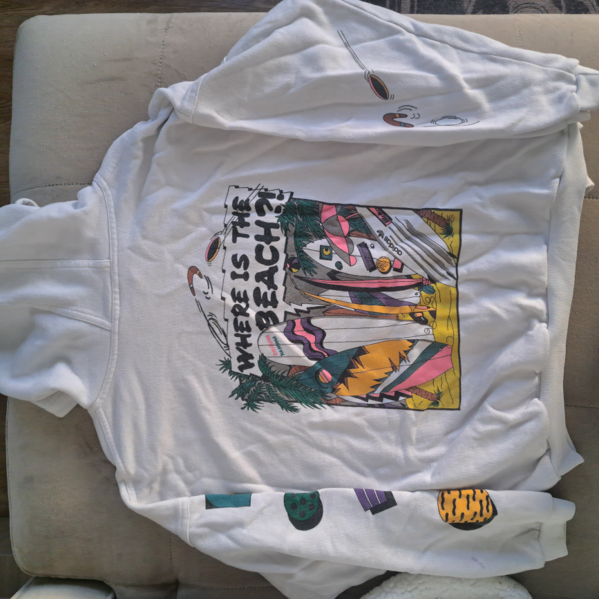90's Vintage Adidas "Where is the Beach" Hoodie - Size S/M - photo 4