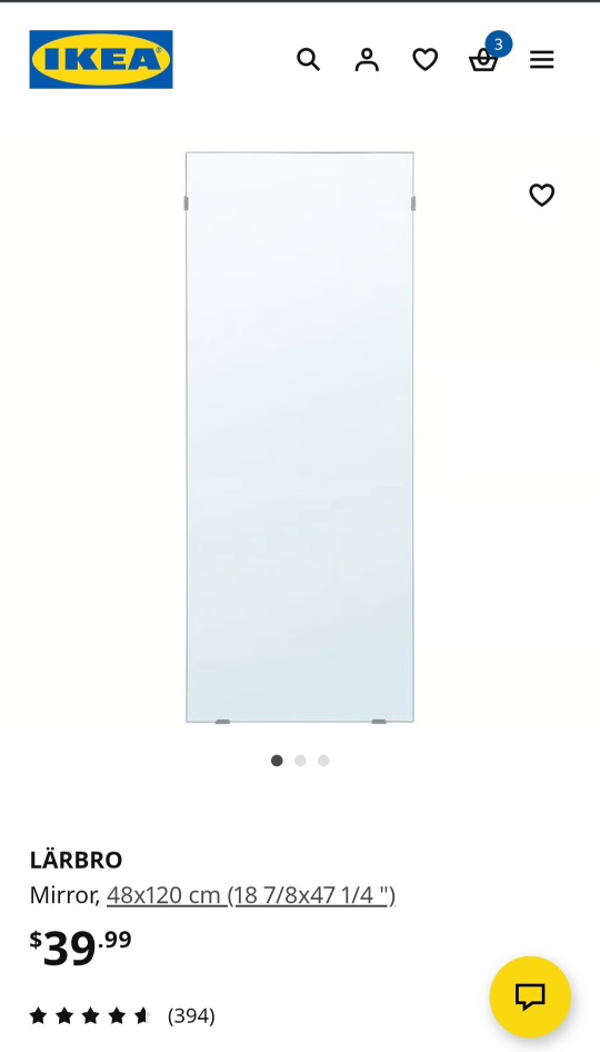 IKEA LÄRBRO Mirror 48x120 cm