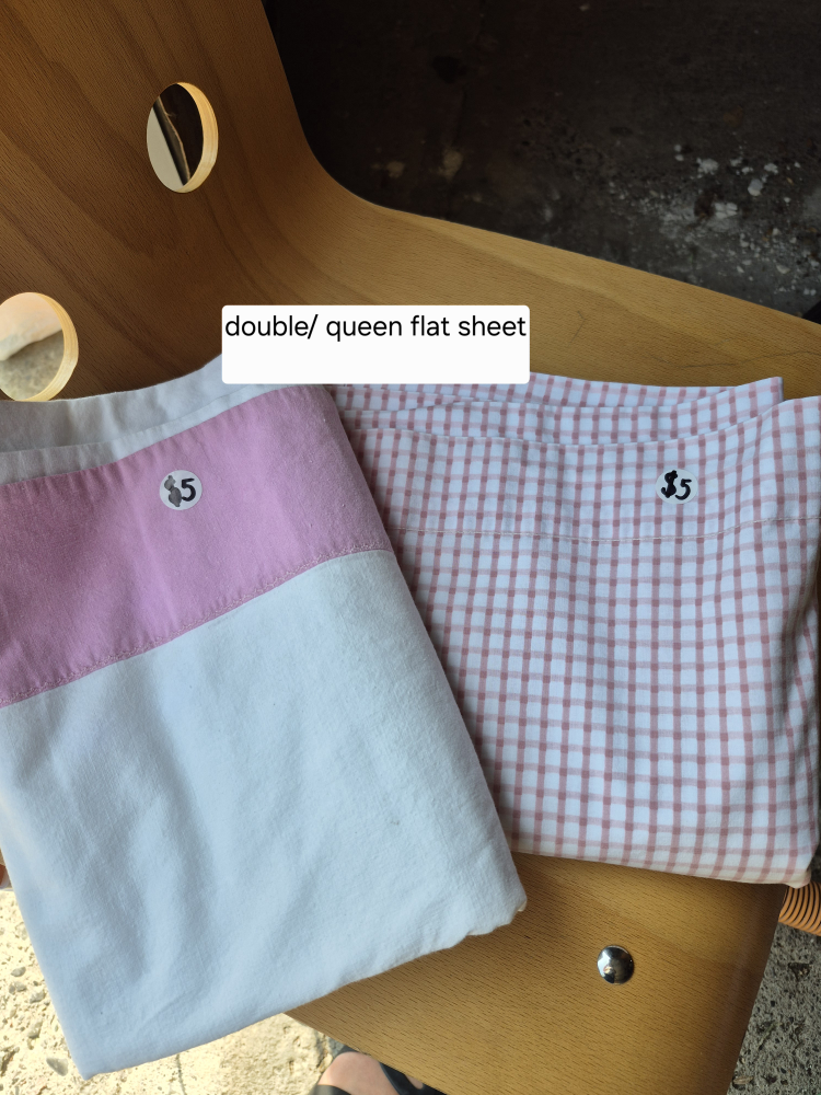 Double/Queen Flat Sheet - Pink & White, left side is sold