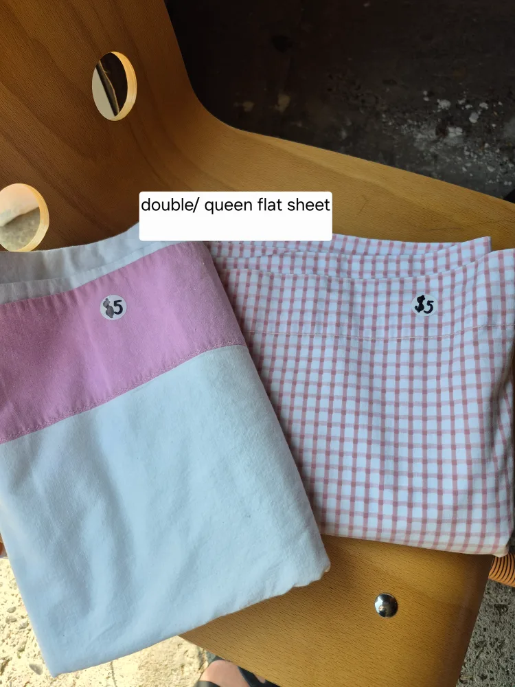 Double/Queen Flat Sheet - Pink & White thumbnail