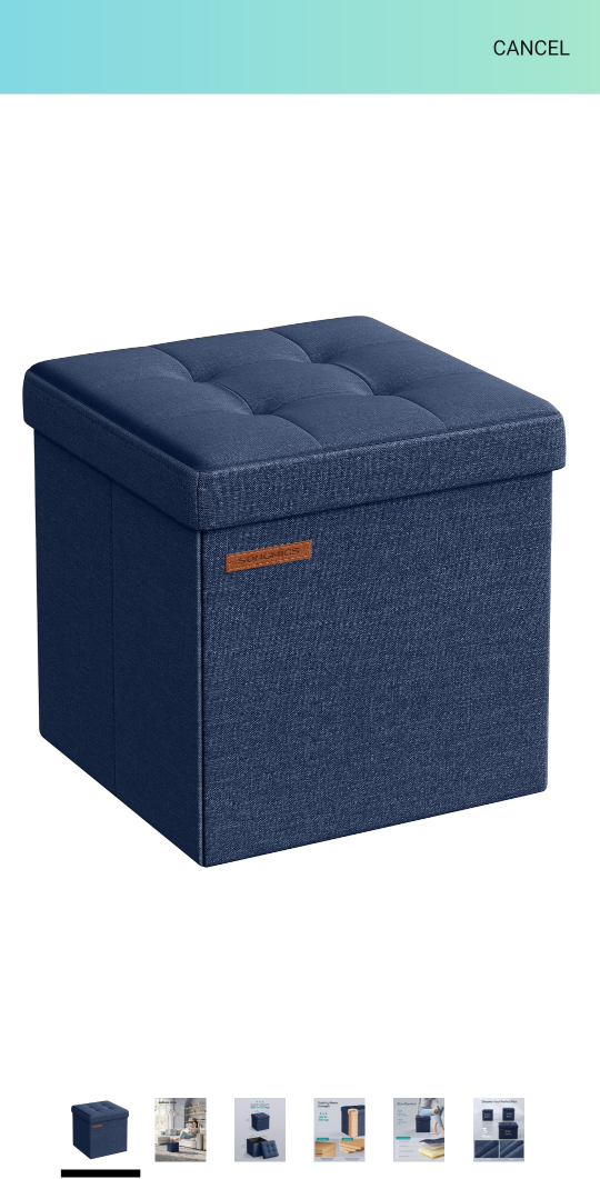 SONGMICS Blue Folding Storage Ottoman - 11.8" Square