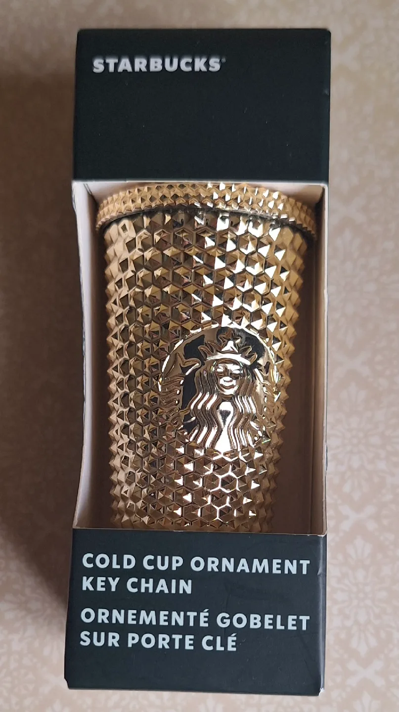 Never Used Starbucks Gold  Tumbler & Ornament Keychain image indicator(4)