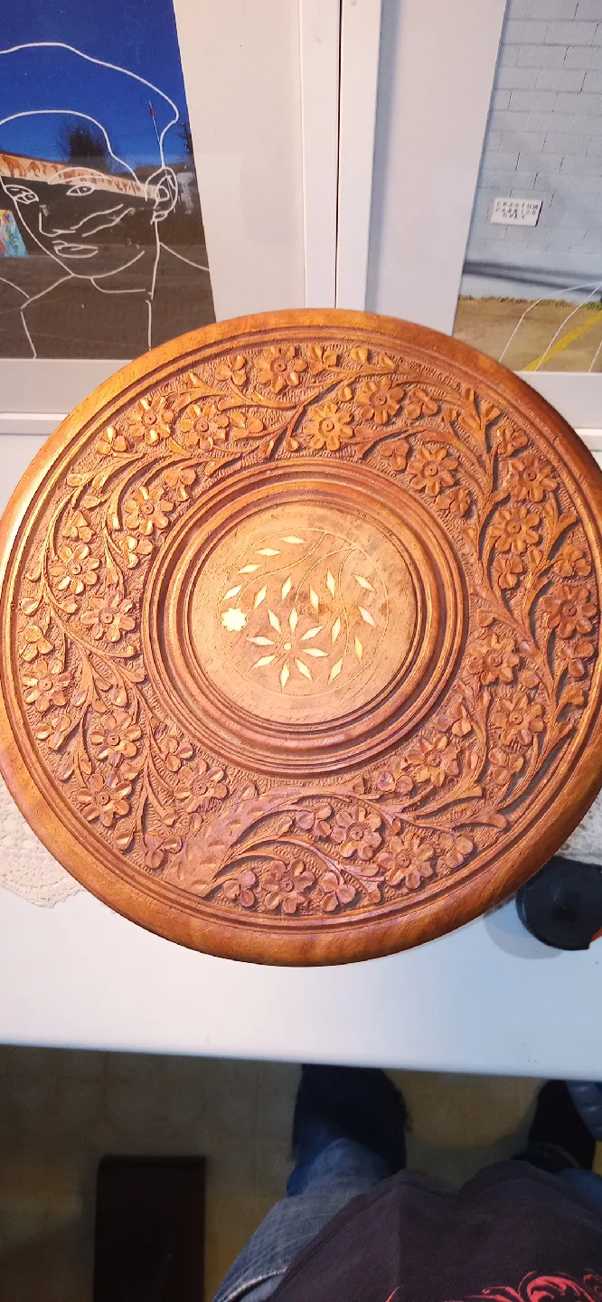 Hand Carved Indian Wooden Side Table - 11 inch image indicator(8)