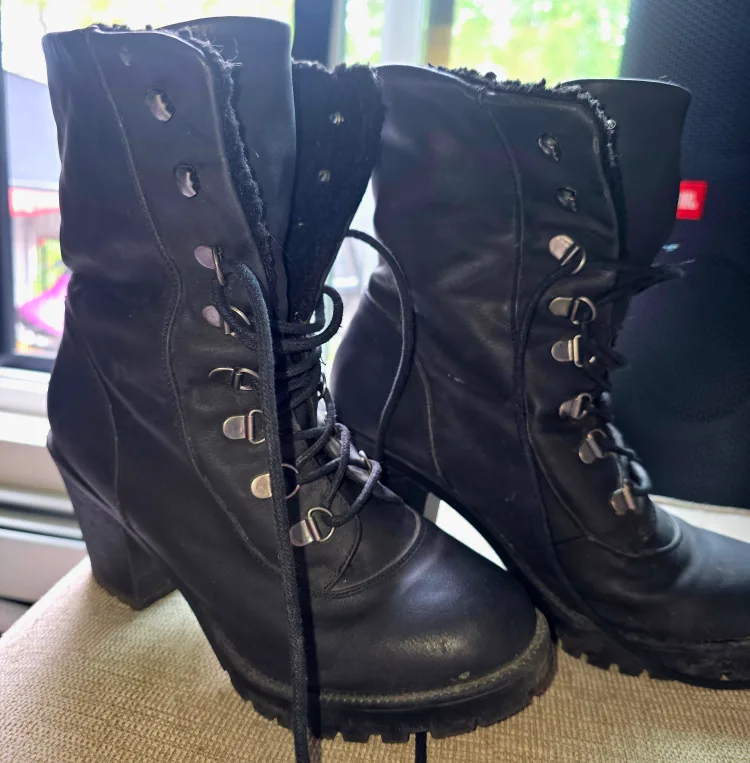 Ego Shoes Black Lace-Up Boots thumbnail