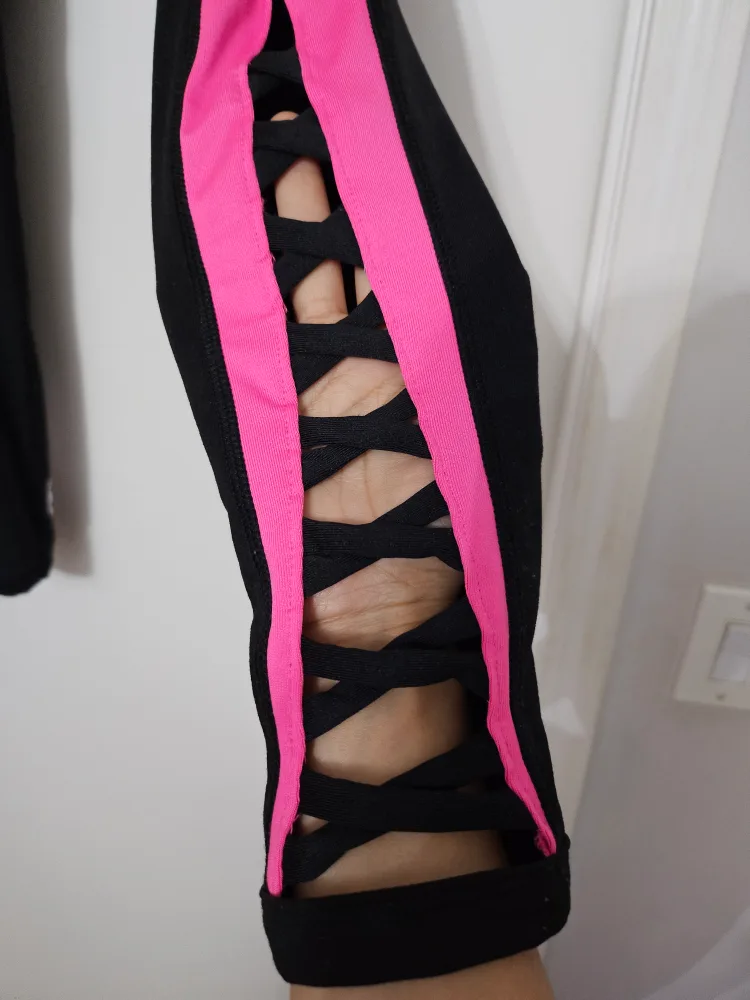 PINK Black & Pink Leggings thumbnail