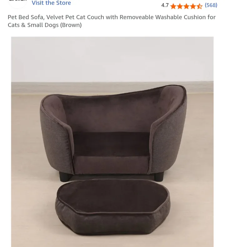 🥕   Pet Bed Sofa, Velvet Cat Couch image indicator(2)