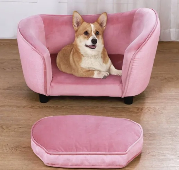 🥕   Pet Bed Sofa, Velvet Cat Couch image indicator(6)