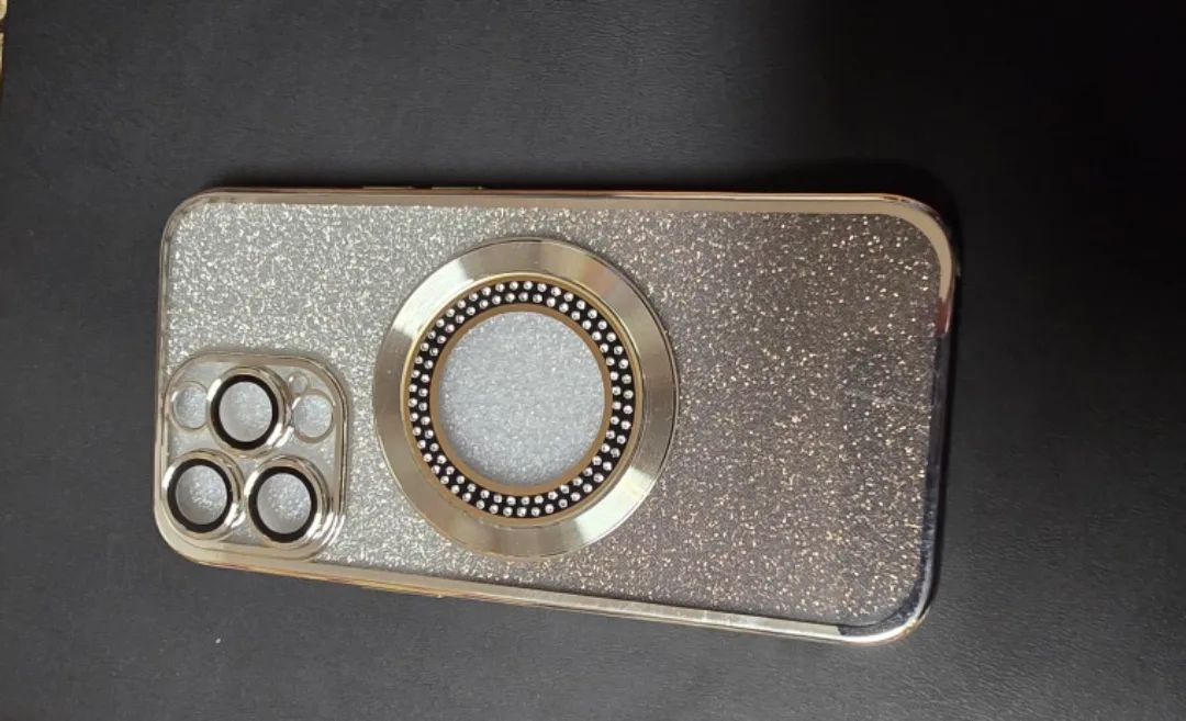 BRAND NEW iPhone Case - Glittery Silver with MagSafe Ring image indicator(2)