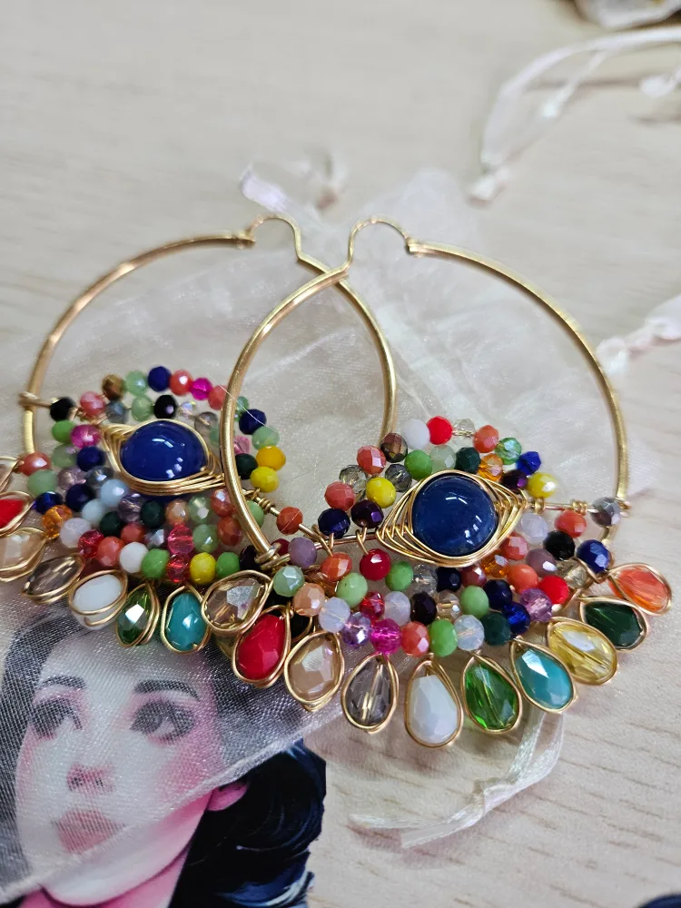 Handmade Beaded Hoop Earrings image indicator(2)