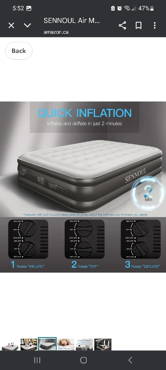 SENNOUL Queen Size Air Mattress - 80"x60"x18" brand new image indicator(3)