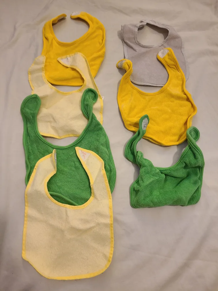 Baby Bibs - Yellow, Green, Grey thumbnail