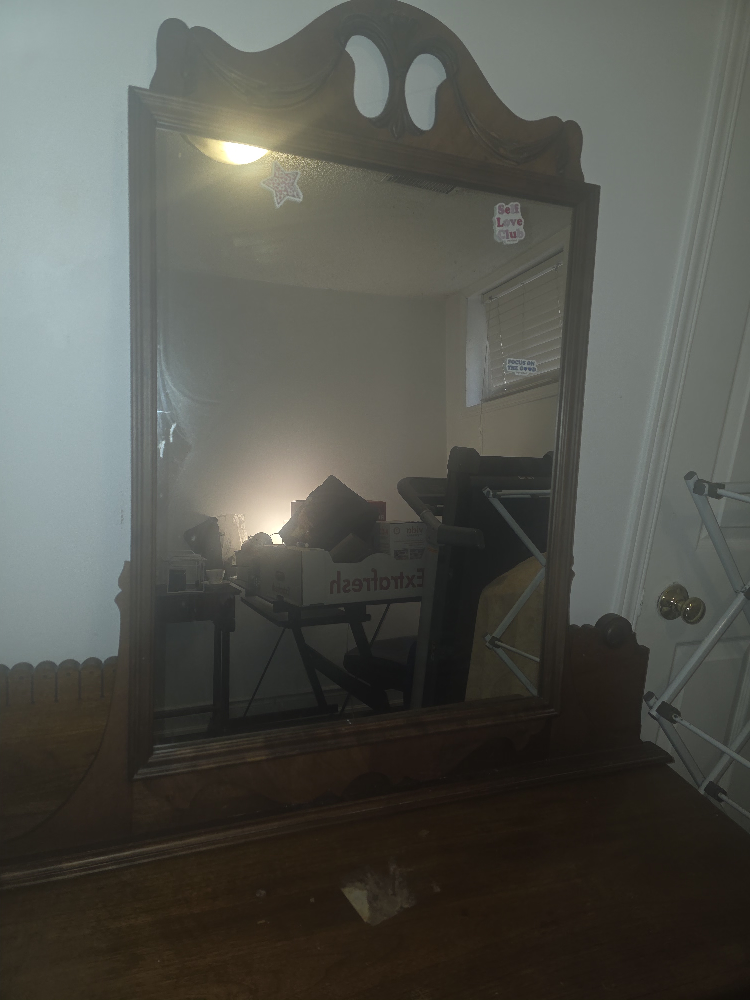 Antique Wooden Vanity with Mirror - photo 2
