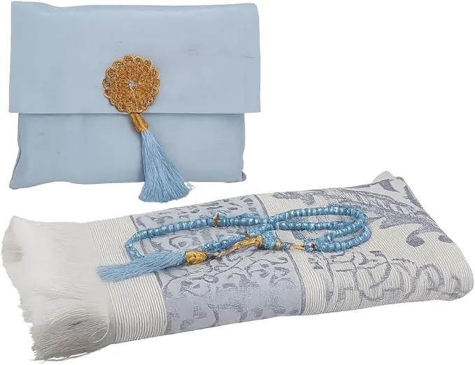Prayer Mat & Tasbih Set - Light Blue 🥕 thumbnail
