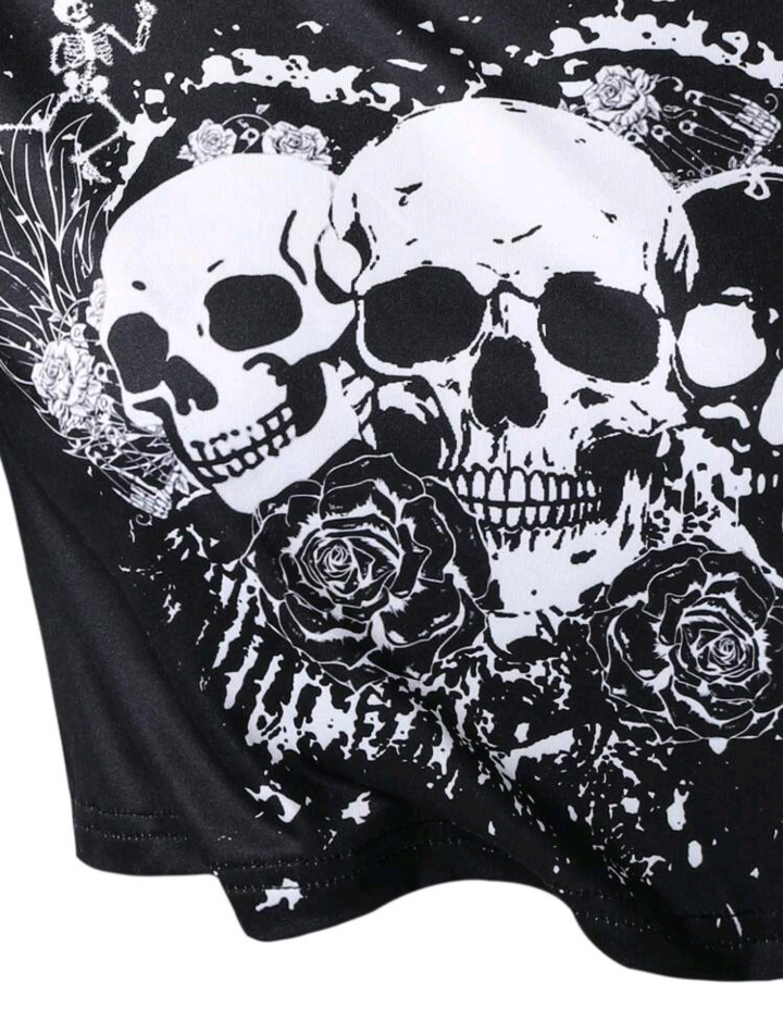 Halloween Kids Shein Skull Print One Shoulder Top - photo 2