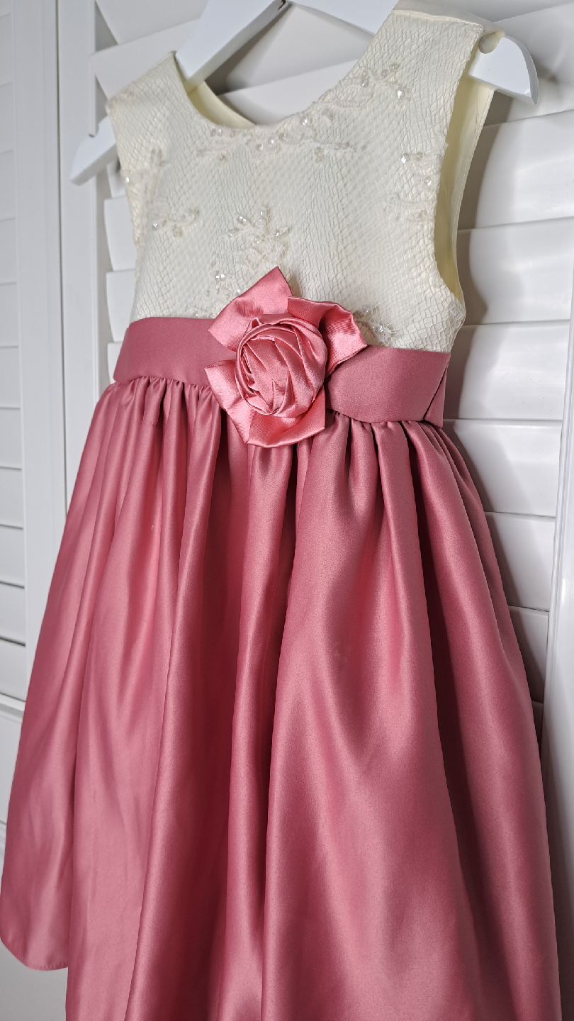 Pink & Cream Dress with Rose Detail - photo 2