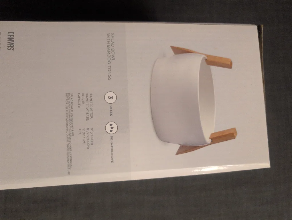 🥕Canvas Salad Bowl with Bamboo Tongs image indicator(2)