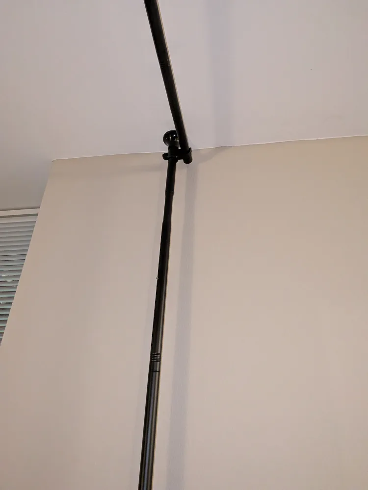 Expandable Black Metal Room Divider + x2 Curtains thumbnail