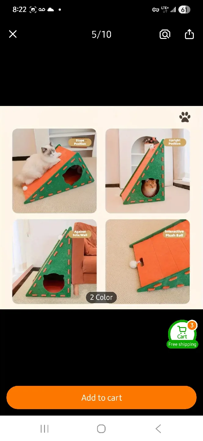 NEW Felt Cat Scratcher Ramp image indicator(5)
