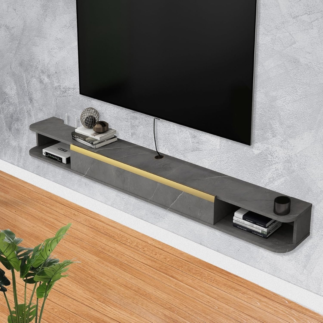 Floating Entertainment Shelf - Grey - photo 2