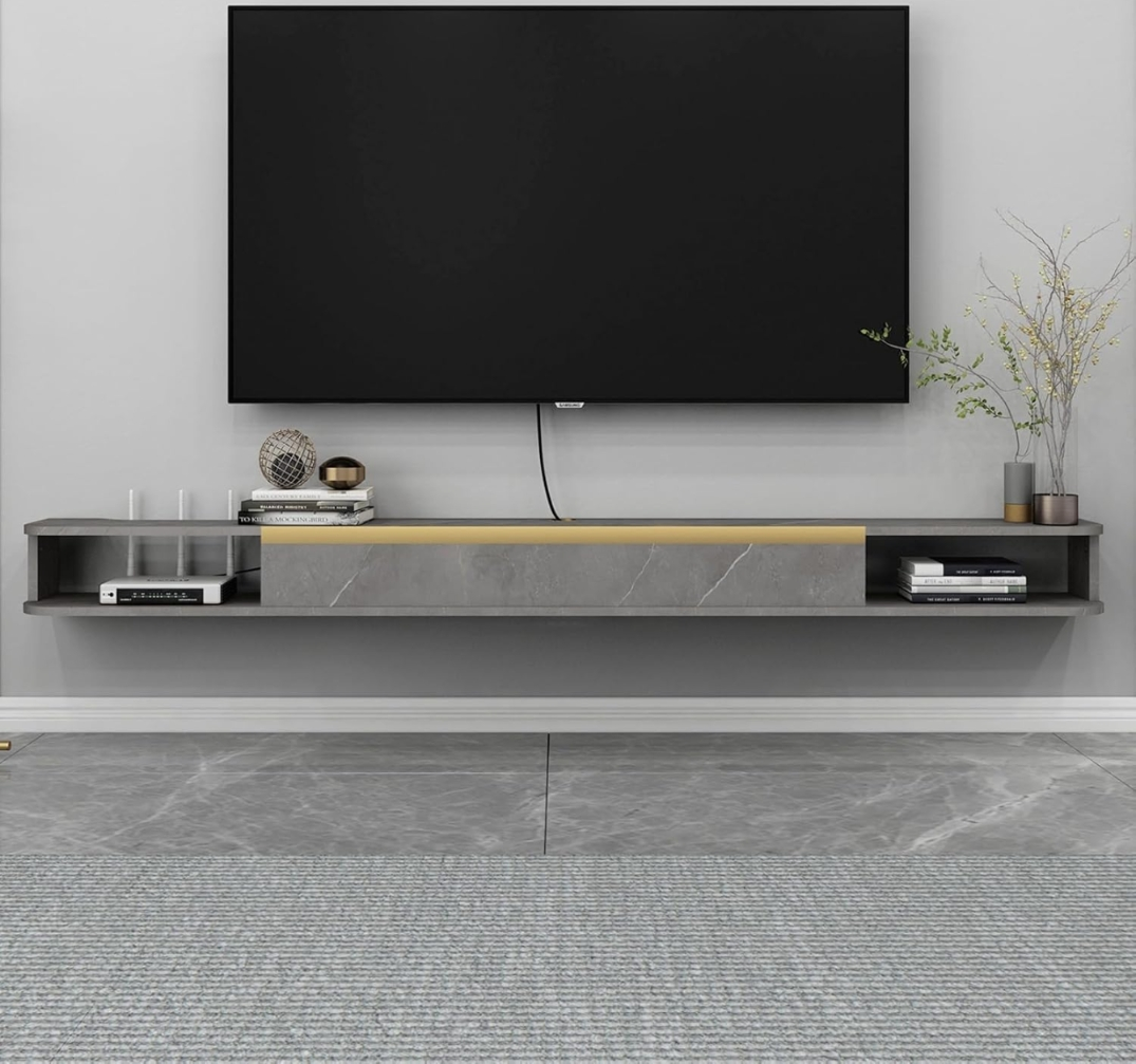 Floating Entertainment Shelf - Grey - photo 3