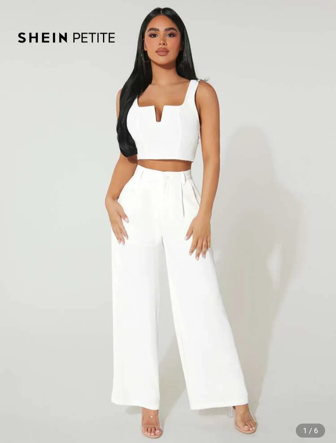 Shein Petite White Two-Piece Set image indicator(2)