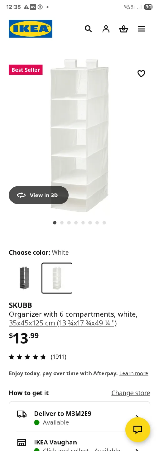 IKEA SKUBB Organizer 2EA - 6 Compartments, White