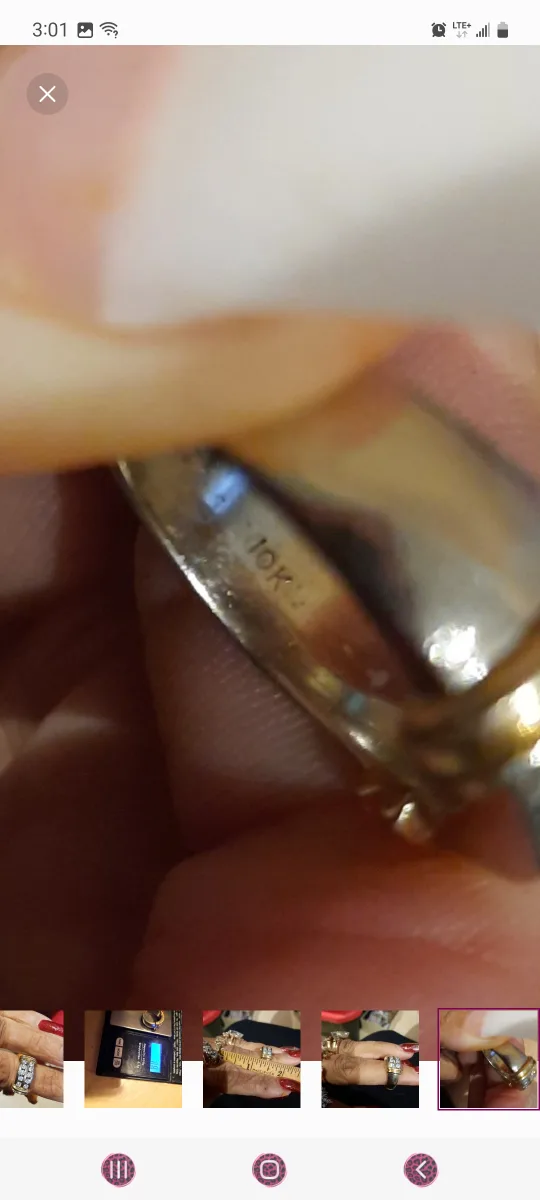 Solid 10k genuine Authentic LARGE 2-tone band ring yellow gold image indicator(5)