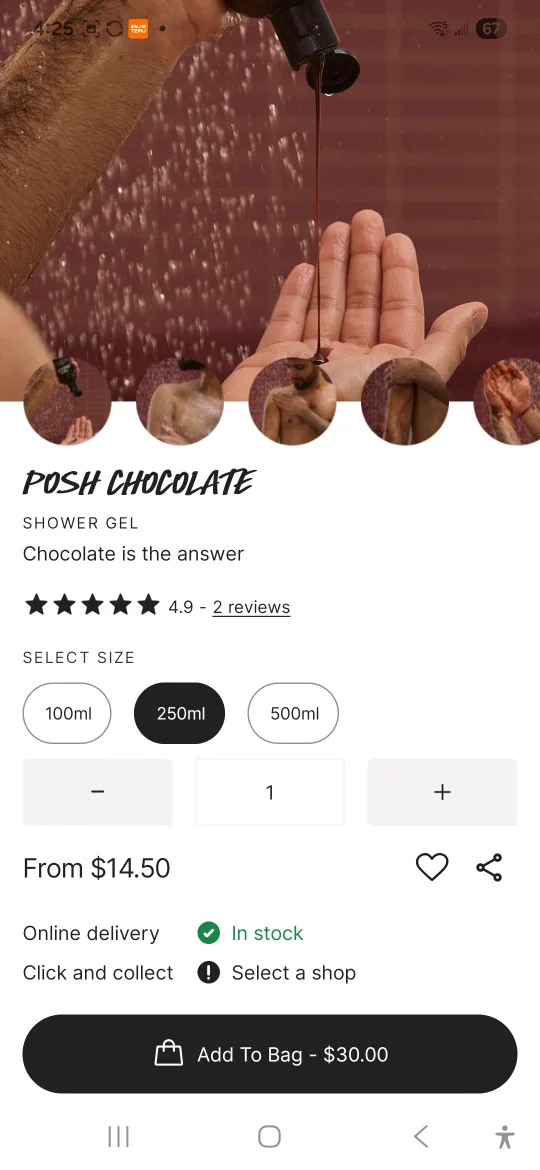 Posh Chocolate Shower Gel 250ml thumbnail